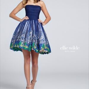 Ellie Wilde Embroidered Strapless Dress, sz 6